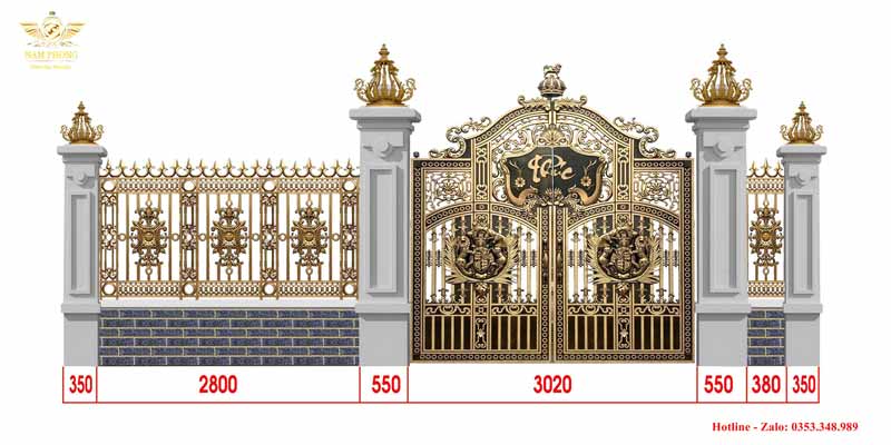 Mẫu cổng nhôm đúc Buckingham cung điện nguy nga