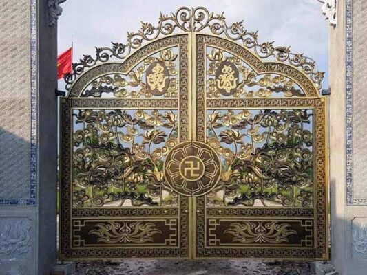 Mẫu cổng nhôm đúc chùa, đền, miếu, nhà từ, nhà thờ họ đẹp nhất