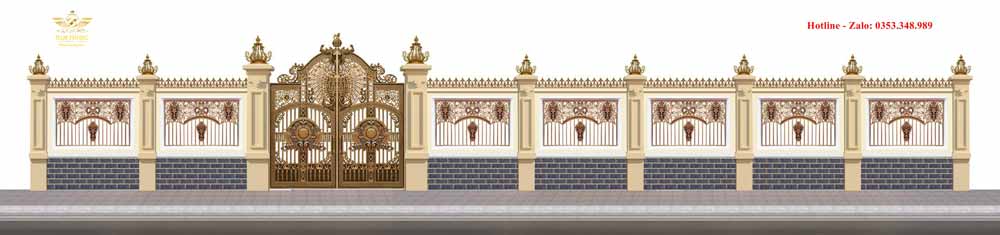 Mẫu cổng nhôm đúc + hàng rào ưa thích nhất