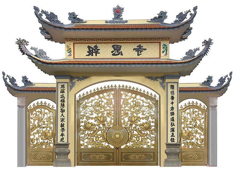 cổng nhôm đúc hoa sen