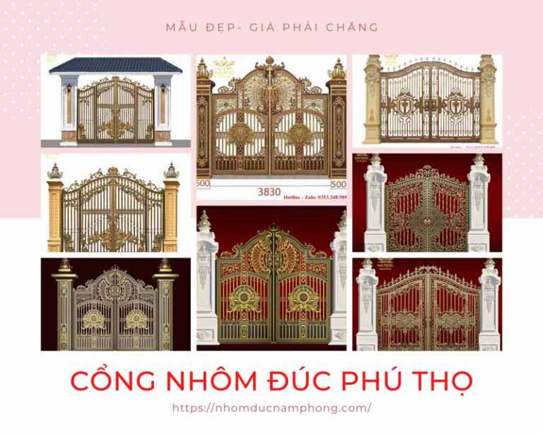Cổng, cửa, lan can nhôm đúc tại Phú Thọ mẫu đẹp, giá rẻ, bền