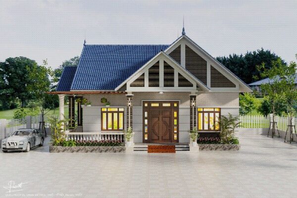 Thiết kế thi công trọn gói biệt thự nhà vườn 1 tầng mái Thái
