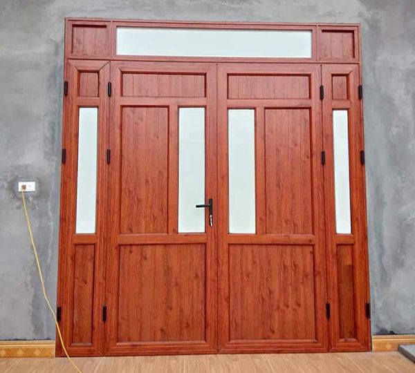 Mẫu cửa nhôm kính Xingfa màu vân gỗ