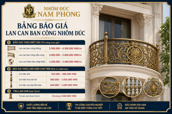 Giá lan can ban công nhôm đúc