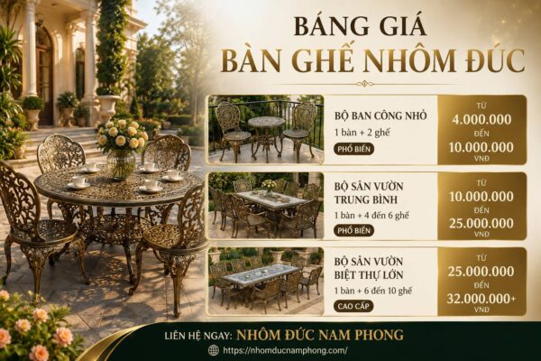 Giá bàn ghế nhôm đúc